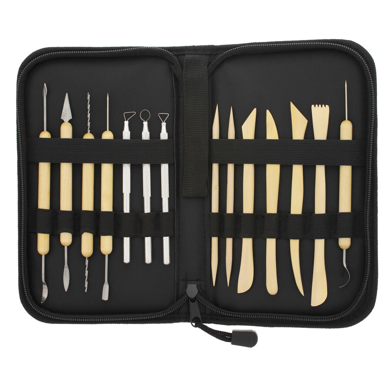 14-Piece Pottery, Clay Sculpture &#x26; Ceramics Tool Set with Canvas Zippered Case